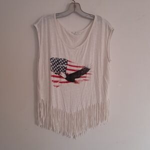 Cloudchaser Top Women's XL Fringe Patriotic Americana Eagle Graphic 4th Of July